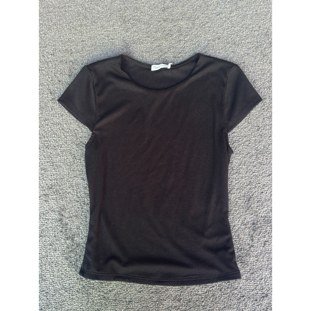 Heart & Hips top Women's Size Small Brown Polyester Stretch Knit Cap Sleeve